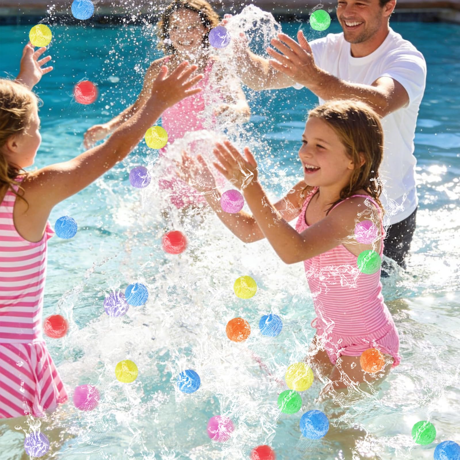 Anyumocz 70 Pcs Reusable Water Balls,Soft Soaker Splash Balls for Summer Backyard,Lawn,Beach,Pool Party Water Games,Colorful Water Toys