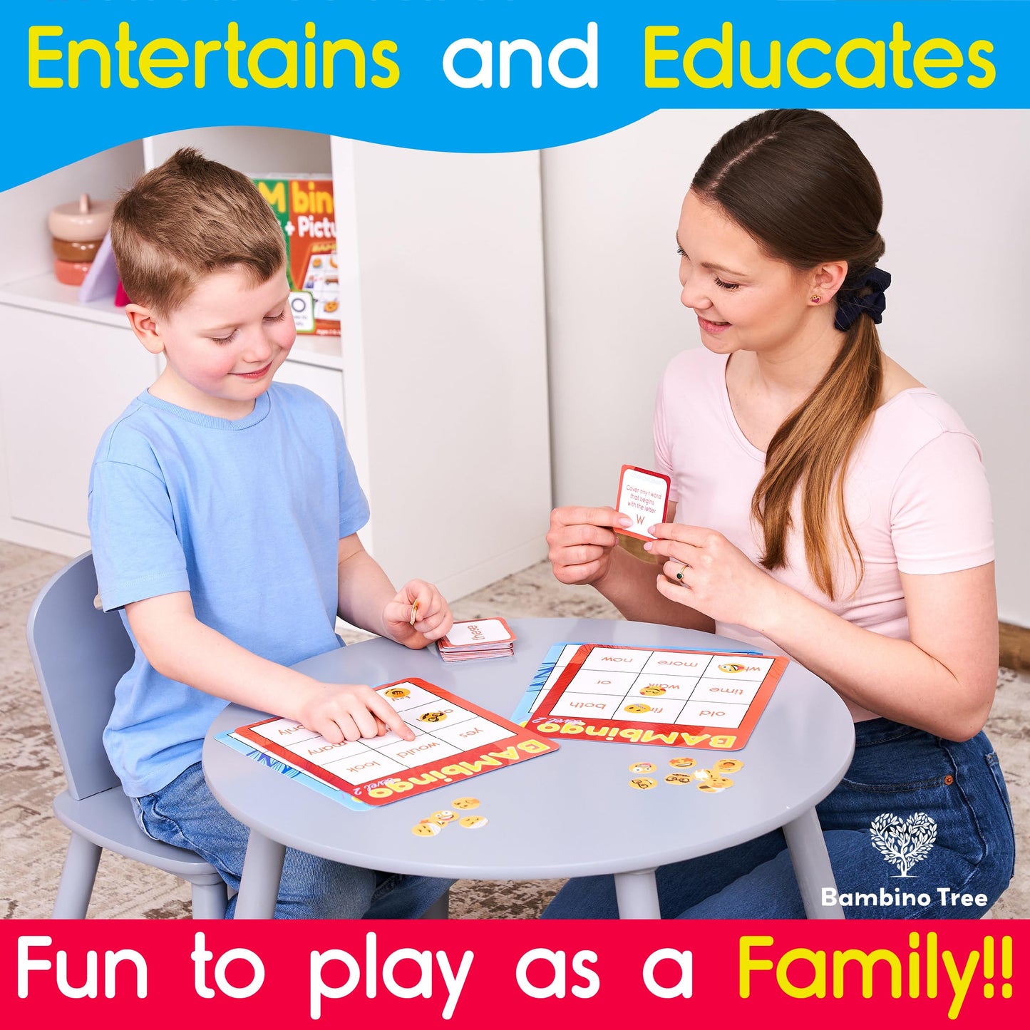 THE BAMBINO TREE Sight Word Bingo Game Level 1 and 2 - Educational Games for Kids - Learn to Read Vocabulary for Kindergarten 1st Grade - Dolch's