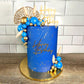 Boho Cake Topper Gold Blue Balls Cake Decorations Palm Leaves Boho Grass for Wedding Birthday (03)