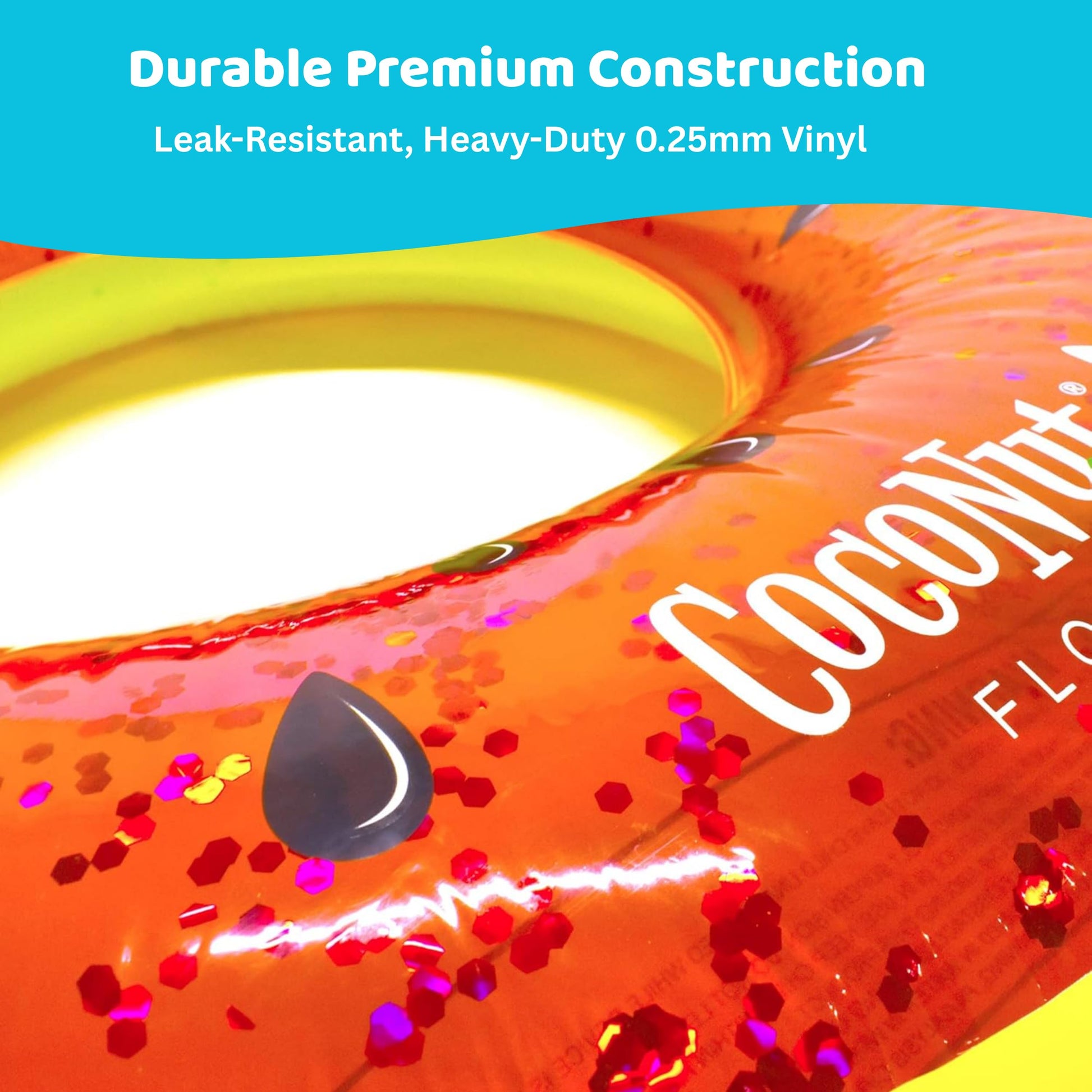 CocoNut Float Juicy Watermelon Glitter Pool Float, Inflatable Ring Float