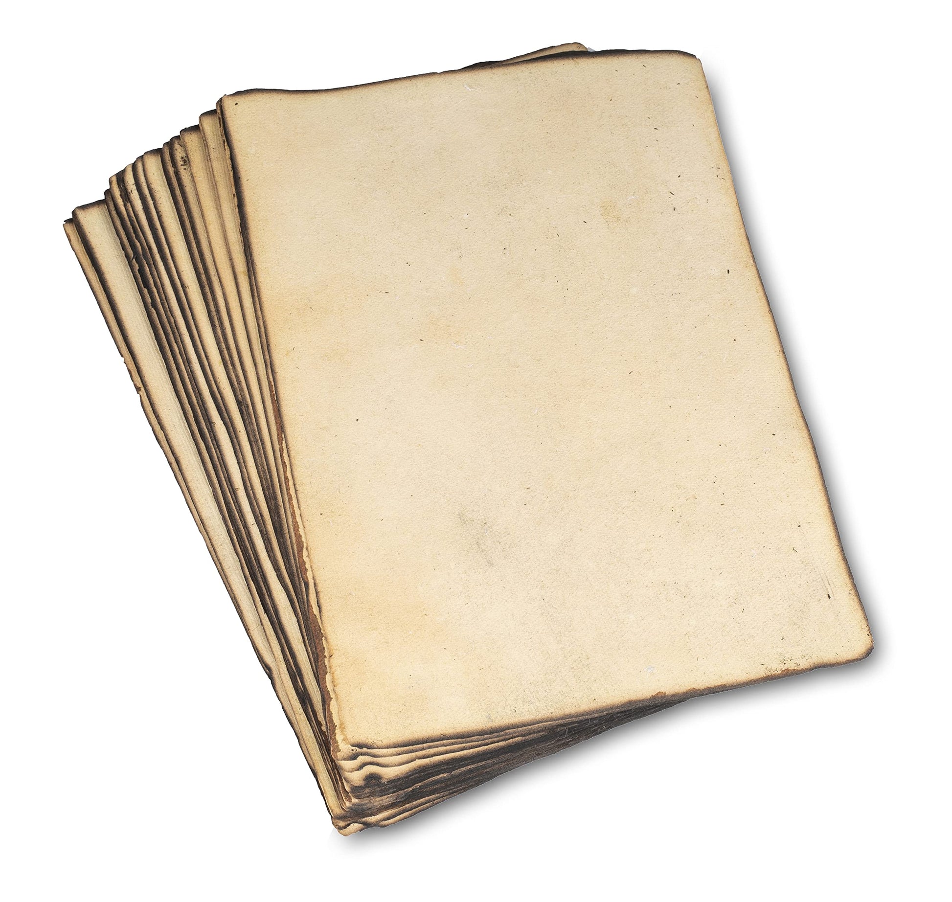 Wanderings Handmade Vintage Deckle Edge Blank Paper with Slightly Burned Edge - 5.8" x 8.3" (A5) - Package of 50 Recycled Paper for Writers