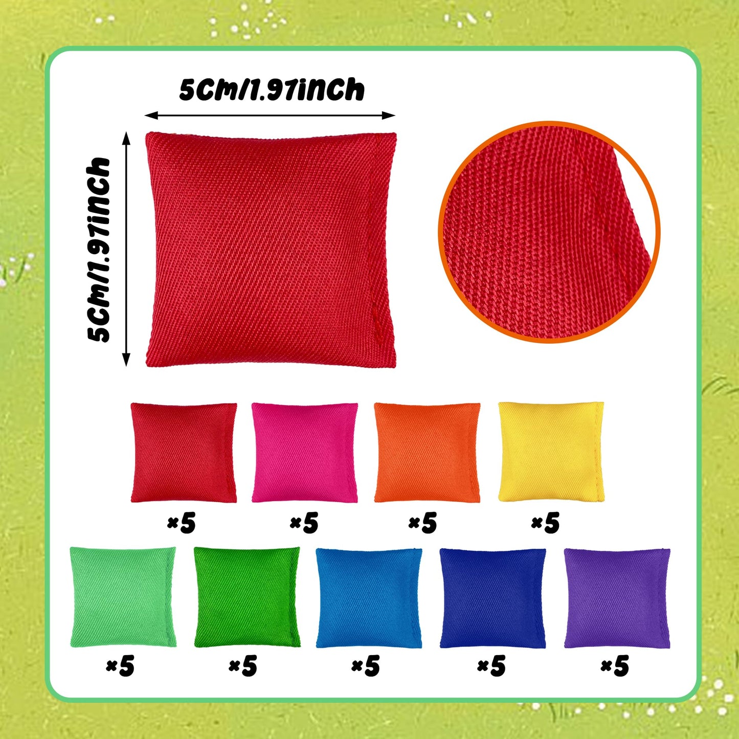 45 PCS Small Colorful Nylon Bean Bags Bulk Bean Bag Hand Toss for Sports Outdoor