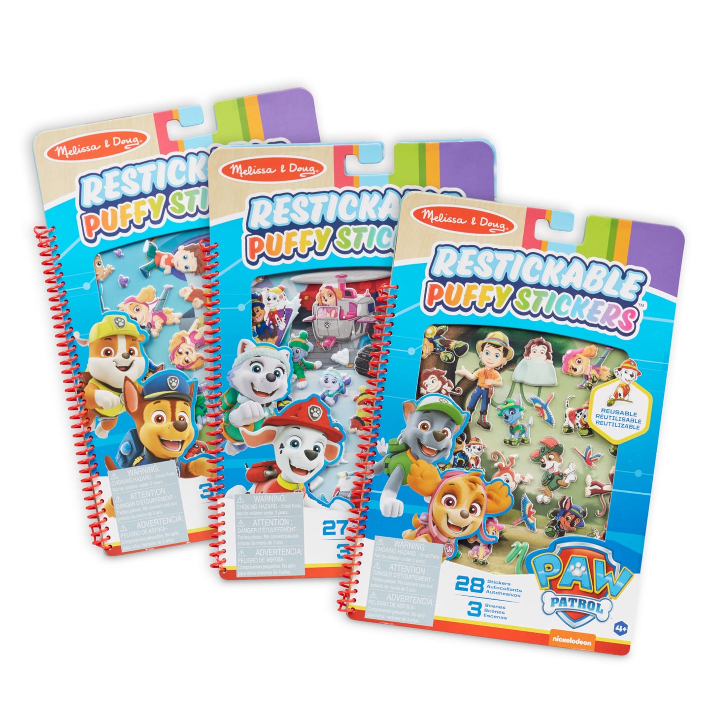 Melissa & Doug PAW Patrol Restickable Puffy Stickers 3-Pack - Adventure Bay, Jake’s Mountain, Jungle