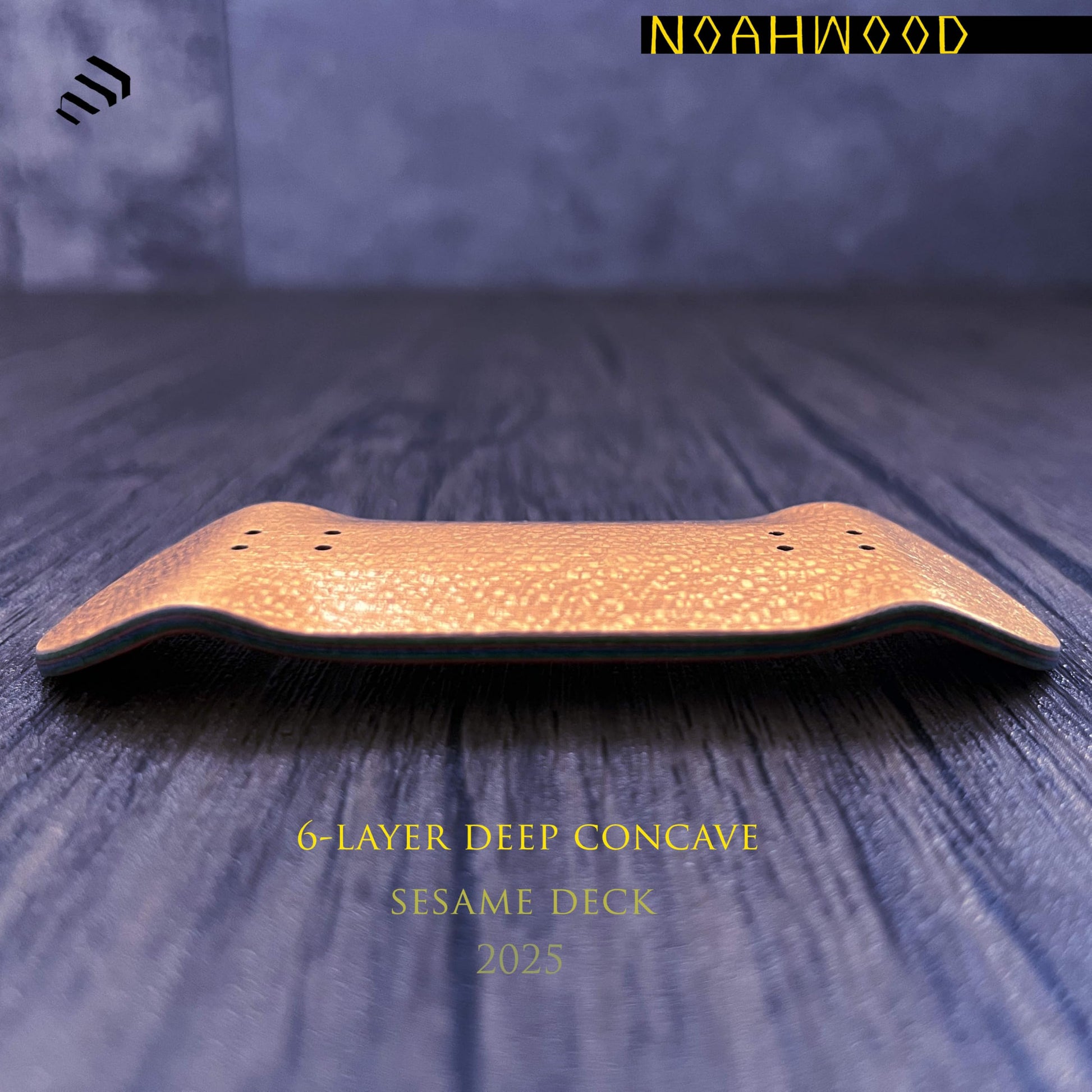 NOAHWOOD 2025 16G Fingerboard Complete (6-Layer Colour Maple Wooden Pro Deep Concave 35 x 97mm Handmade Deck + 34mm Noah ii Truck + Beige Wheels ii)