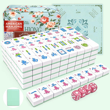 Gartu American Mahjong Tile Set, 166 Tiles (1.2”), Mahjong Tile Set with Carrying Bag, Dice, Mat, Cute Mini Tiles, Portable Travel Complete Game Set