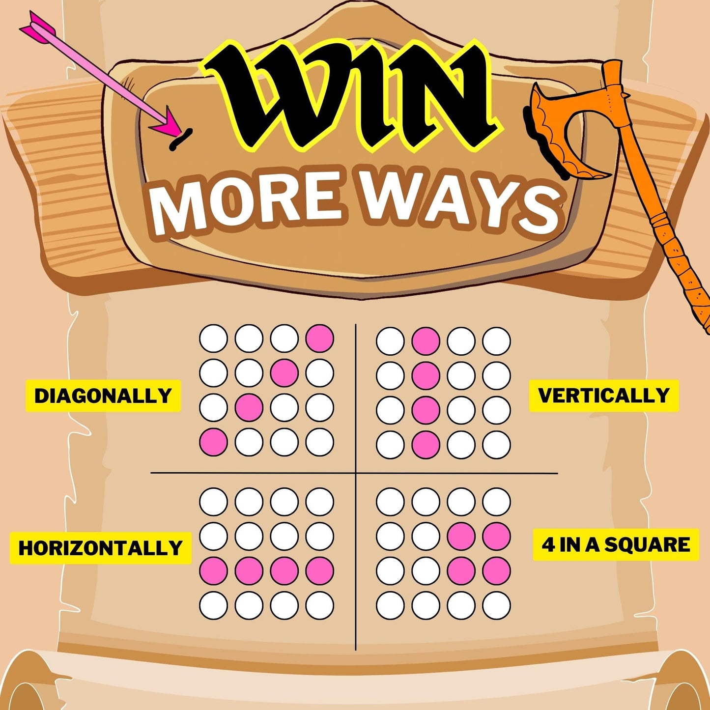 Connect War - 4 in a Row Table Top Game for 2-6 Players, Handcrafted Wooden Games for Family and Group Play, Four in a Row Wood Game