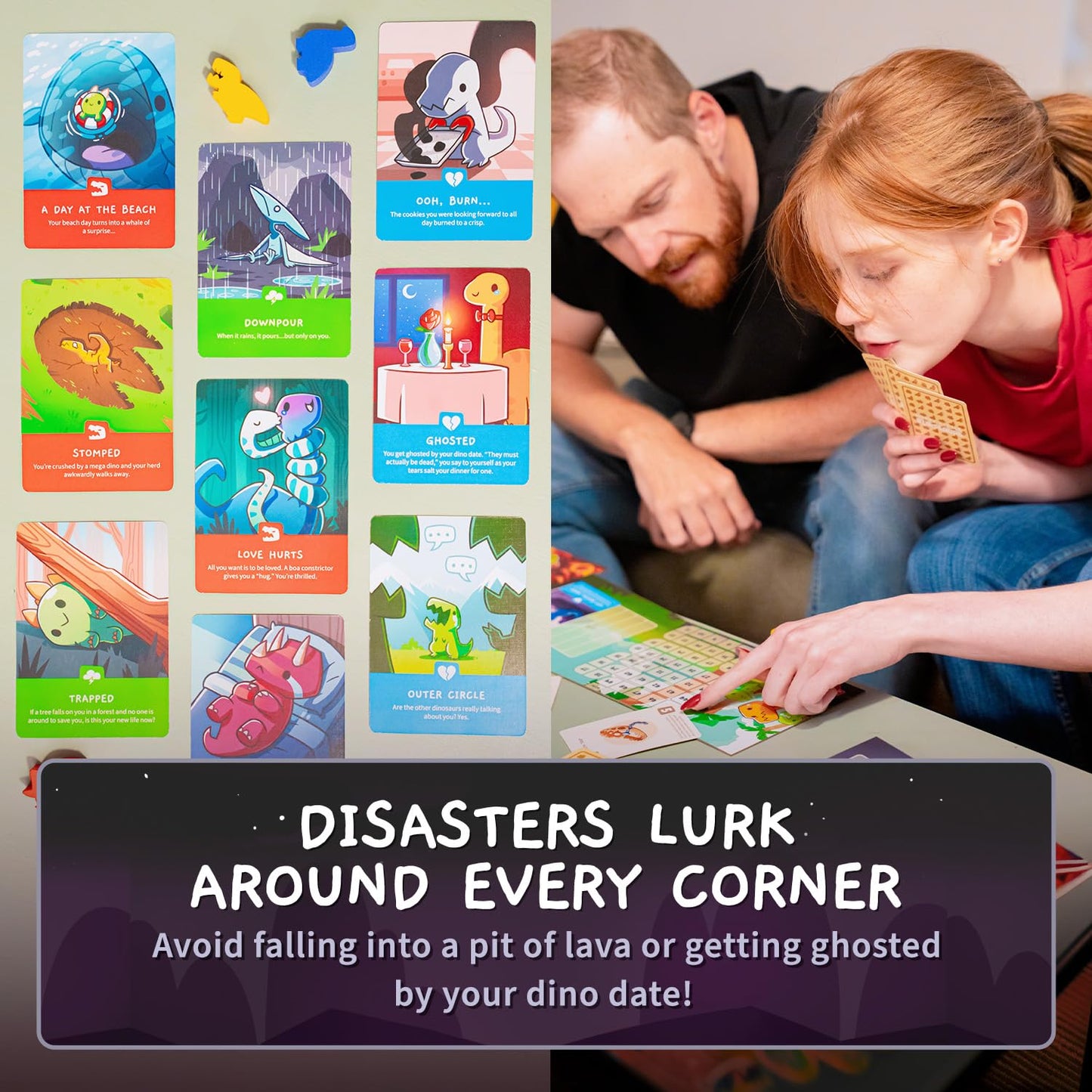 Unstable Games Happy Little Dinosaurs Board Game - Funny Card Game for Adults and Kids - Family Board Games for 2-4 Players, Ages 8 and Up, From