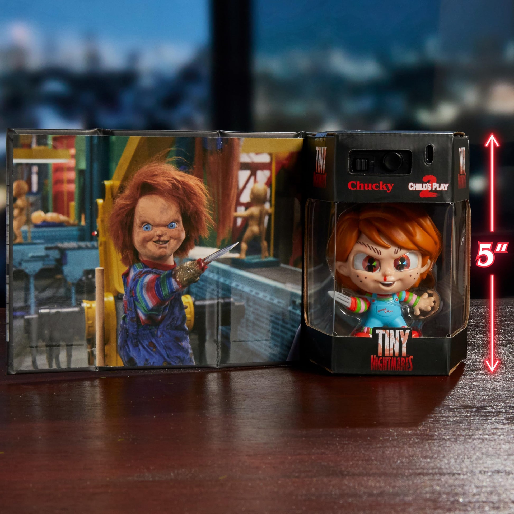 Tiny Nightmares Black Light Edition Collectible Chucky Figure