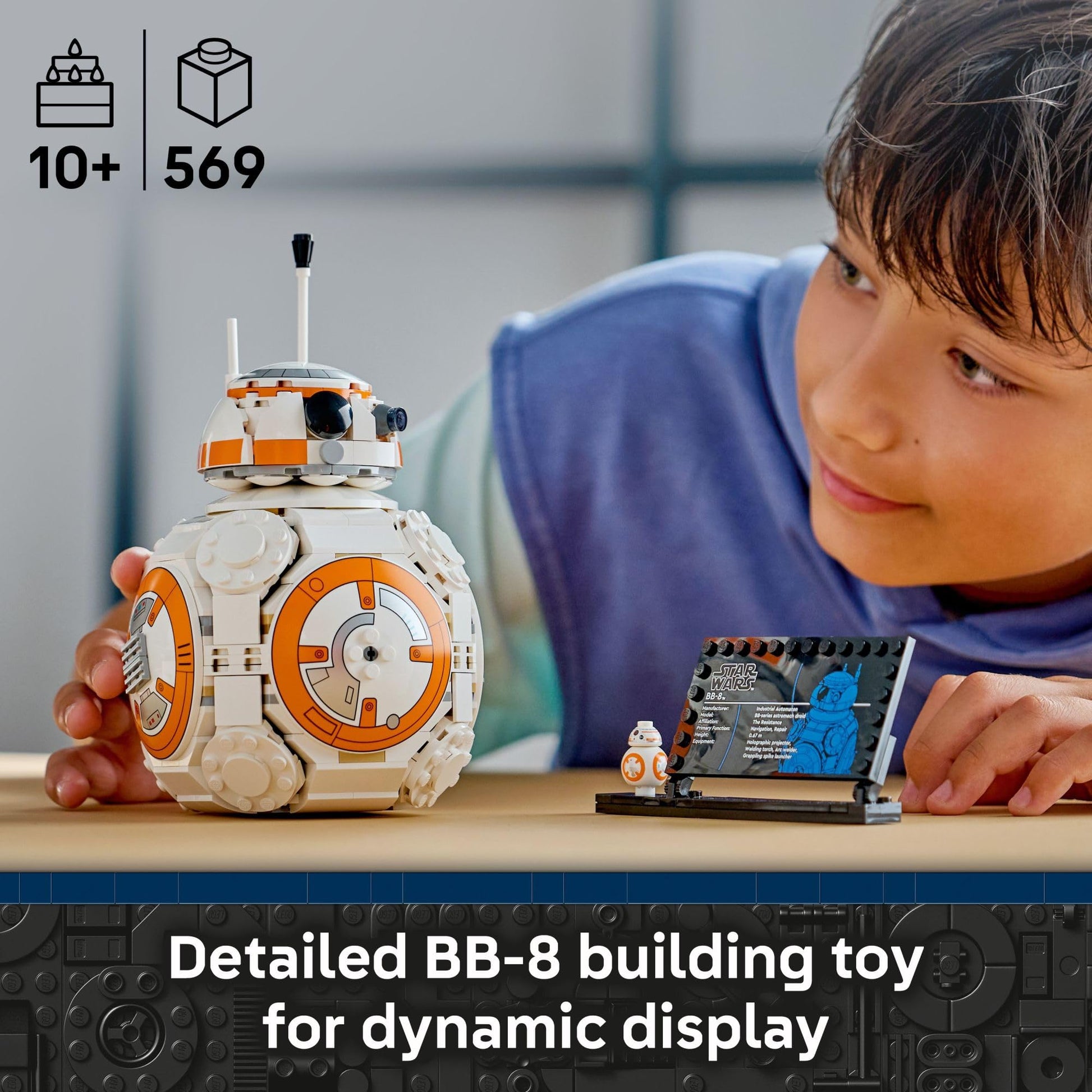 LEGO Star Wars BB-8 Astromech Droid Building Toy for Boys & Girls - Play & Display Building Kit W/Spinning Head Action & Burner Arm for Kids & Fans