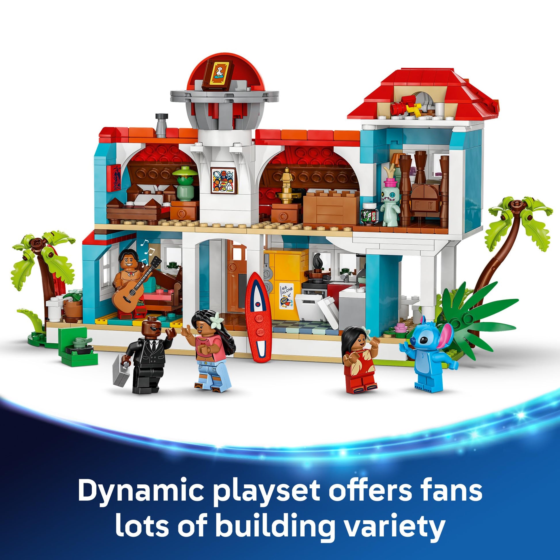 LEGO Disney Lilo and Stitch Beach House Toy - Building Playset for Kids, Girls and Boys, Ages 9+ - Includes 5 Minifigures - Disney Gift Idea for Fans