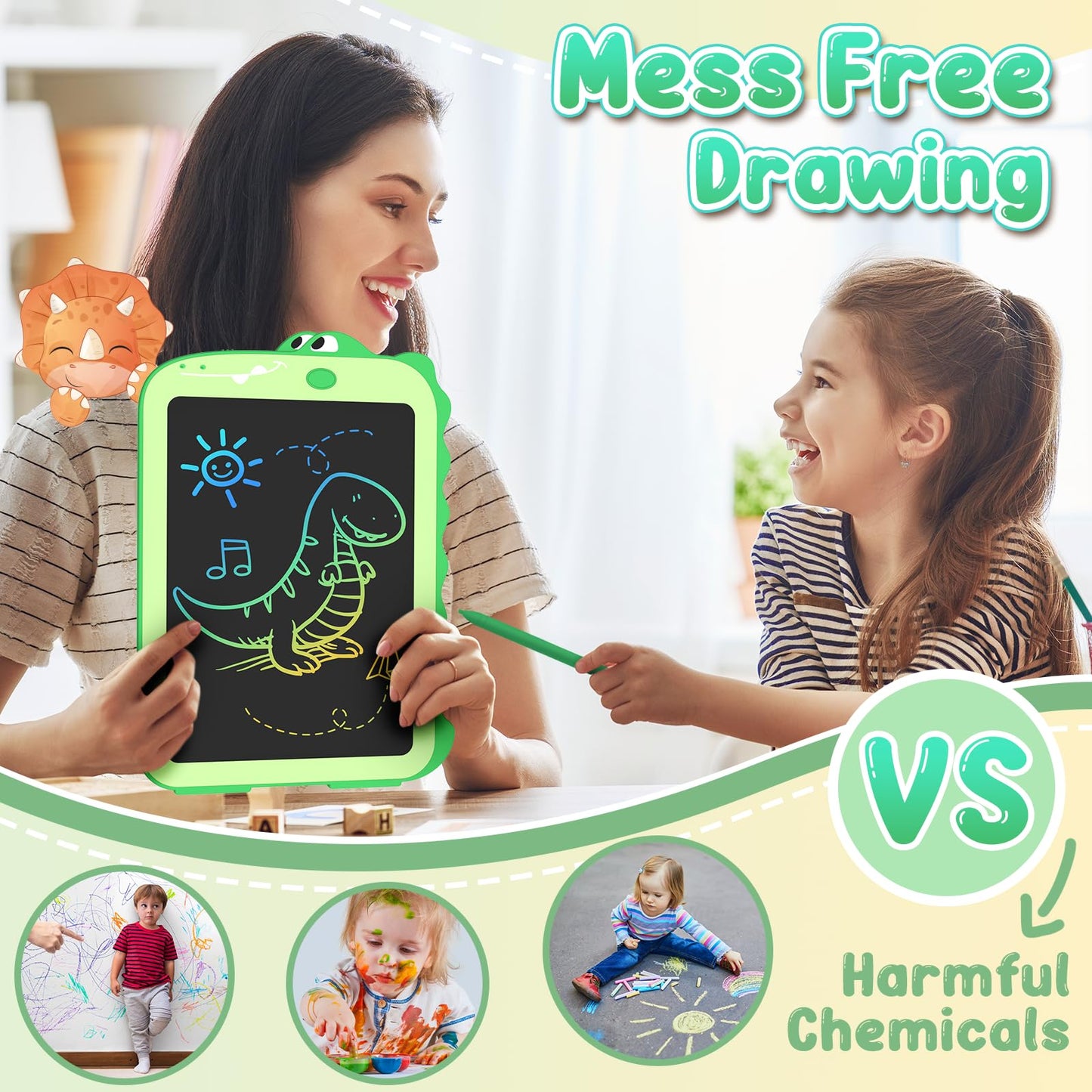 LCD Writing Tablet for Kids 8.5" Toddler Toys Learning Drawing Board Dinosaur Toys for 3 4 5 6 7 Year Old Boys Girls Birthday Gifts Idea Light Doodle
