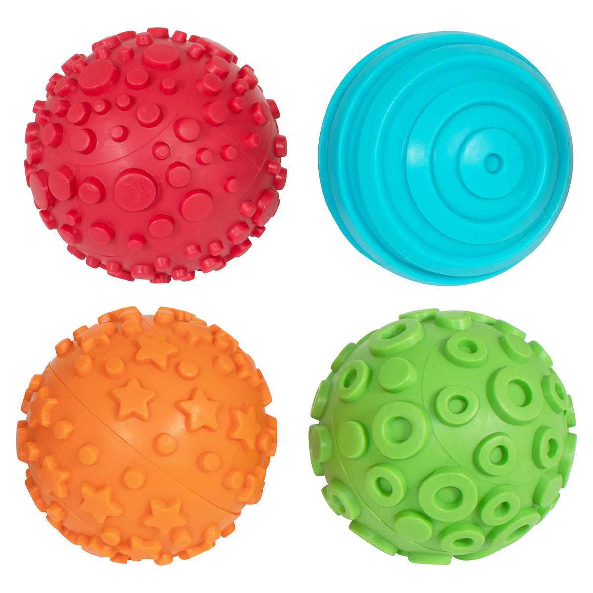READY 2 LEARN Paint and Dough Texture Spheres | Set of 4 | Ages 2+ | Patterned Ink, Dough and Paint Stamps | Mix and Match Colors and Patterns