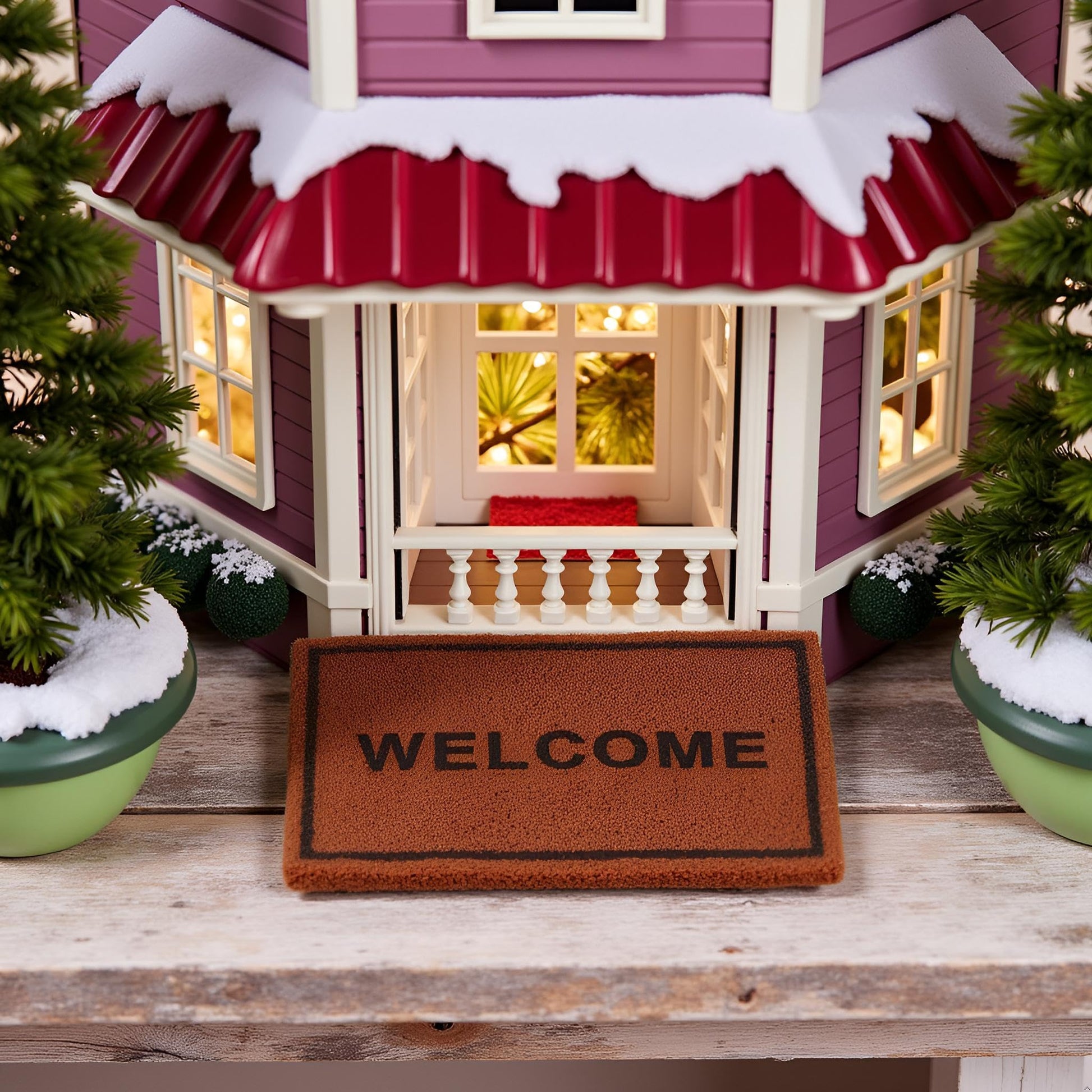 1Pc Brown 1/12 Miniature Welcome Mats Doormat Dollhouse Decoration Accessories, DIY Micro Scene Decor