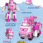 Super Wings - 7' Dizzy's Rescue Tow with 2' Pink Transform-a-Bot Mini Figure,Transforming Airplane Toy Vehicle Set,Toy for 3 4 5 Year Old Boys