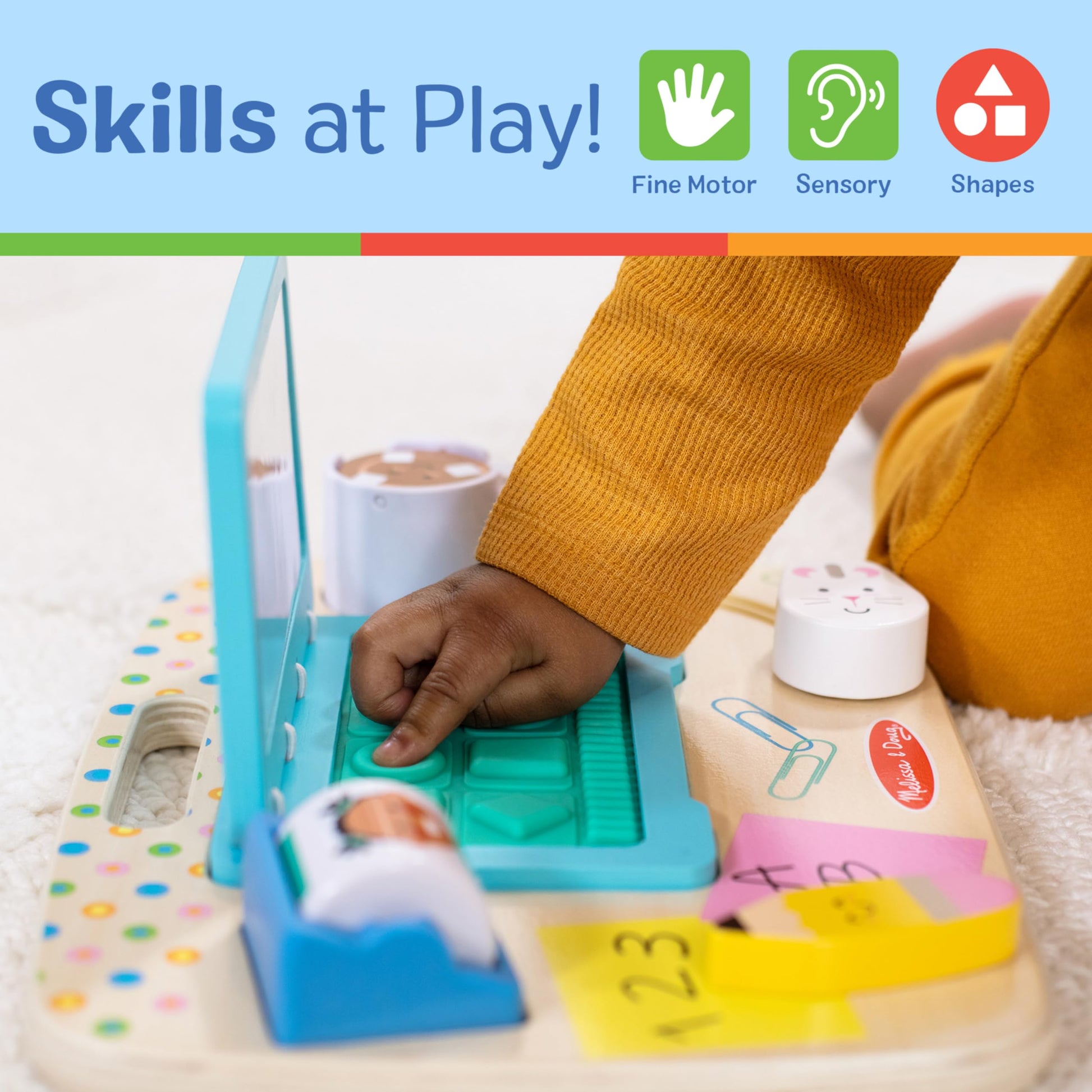 Melissa & Doug Wooden Work & Play Desktop Activity Board Infant and Toddler Sensory Toy - FSC-Certified