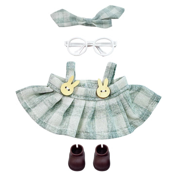 17cm D o l l s Clothes Set, Cute Stylish D o l l Outfit with Exquisite Accessories for D o l l s, Glasses, Shoes, No D o l l s Included (Checkered