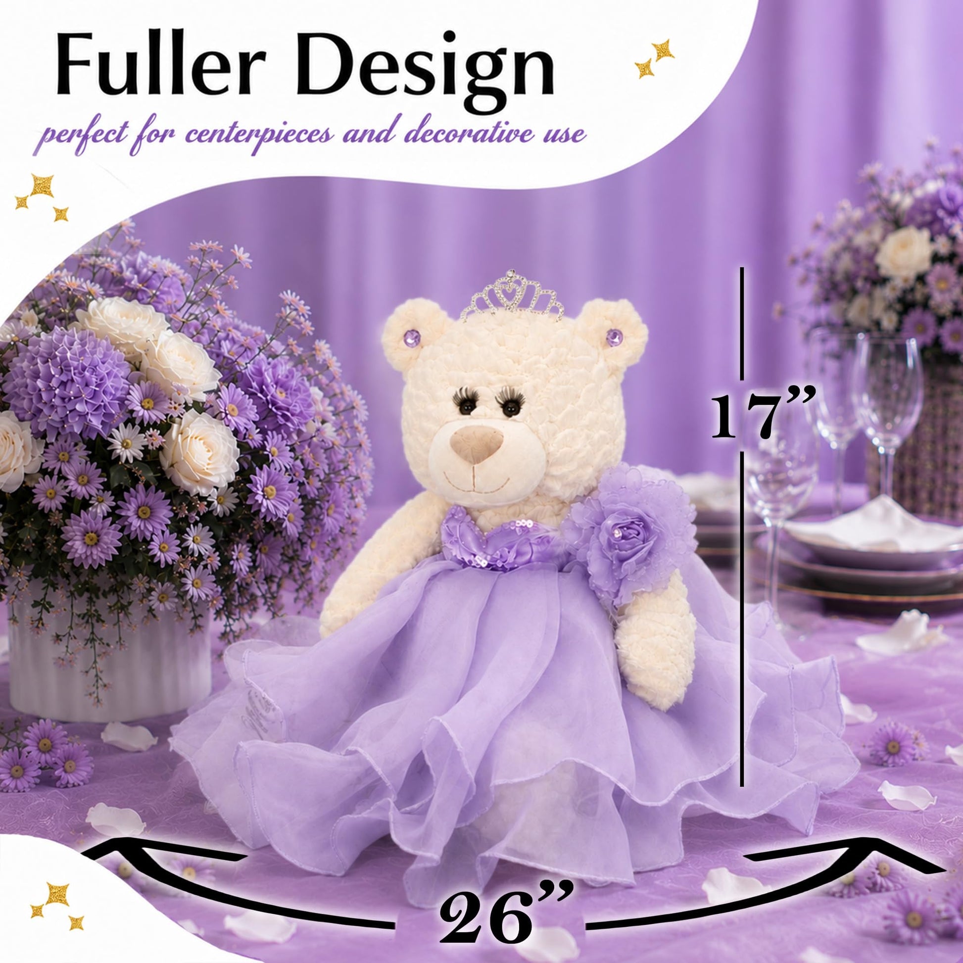 Kinnex Collections by Amanda 20" Quince Anos Quinceanera Last Doll Teddy Bear with Dress (Centerpiece) B16831-6 (Gold)