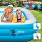 Large Solar Inflatable Pool with Lights, 130"x72"x22" Blow-Up Kiddie Pool with Air PUM, 7 Color Changed Family Swimming Pool for Backyard, Outdoor