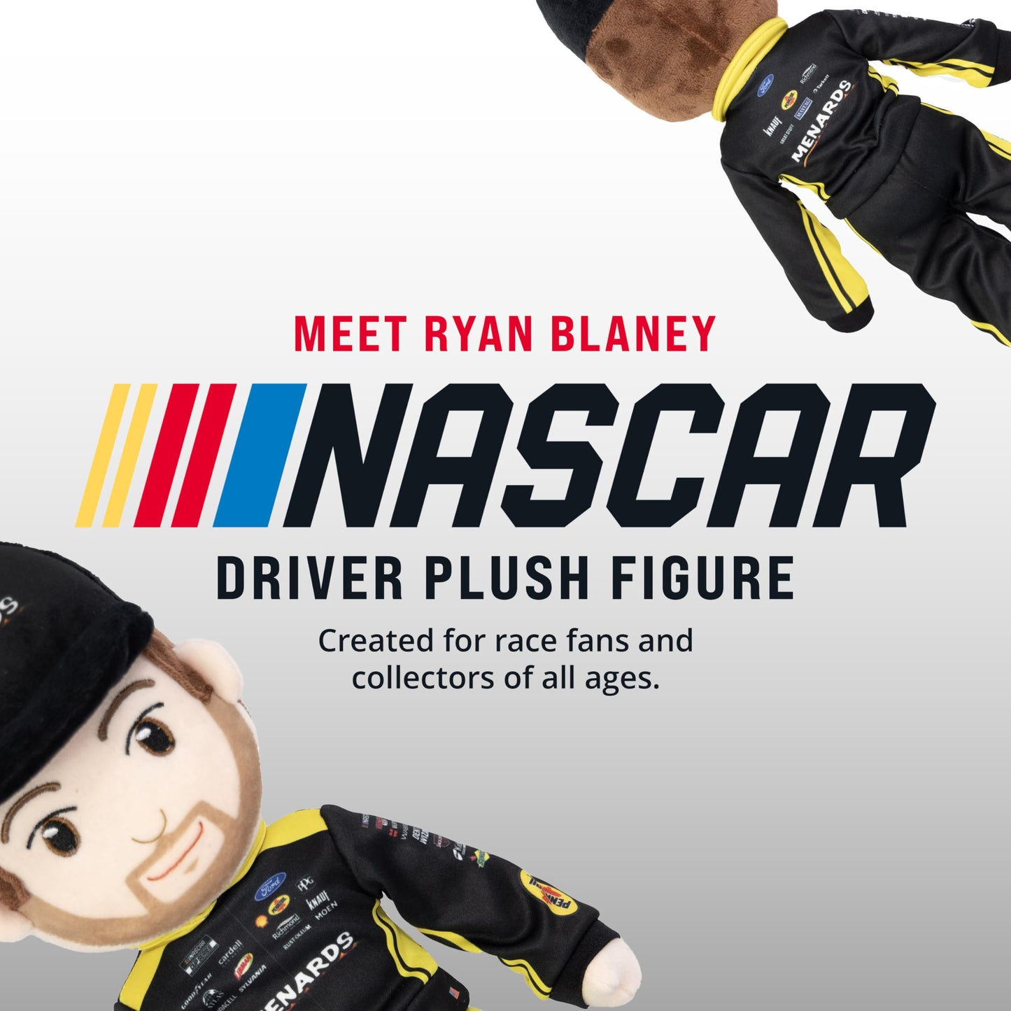 Plushible NASCAR Collectible, Team Penske Ryan Blaney (Menards) Plush Figure, 14-Inch Racing Rag Doll for All Ages - Quality Materials, Plush Rag Soft