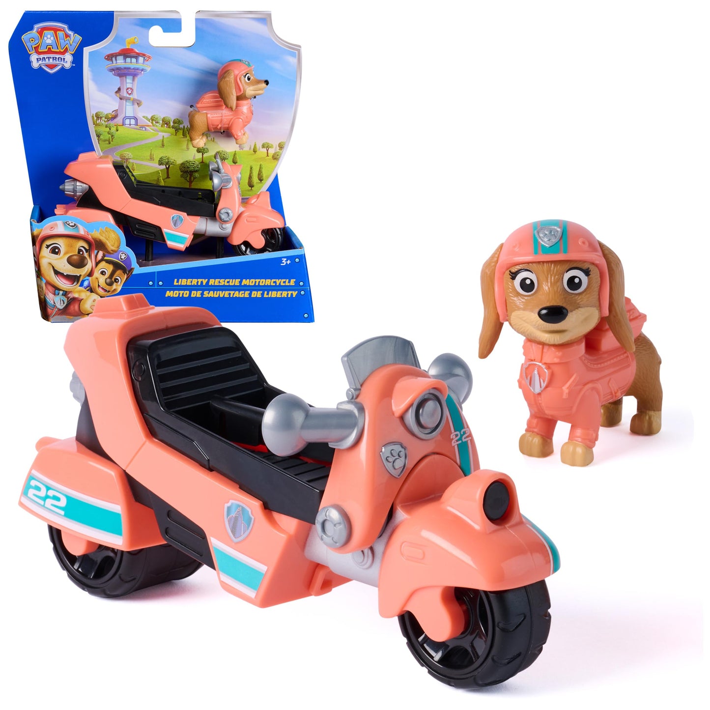 PAW Patrol - Liberty's Rescue Motorcycle with Toy Figure (Basic Vehicle), Authentic Details, Toy Motorcycle for Children from 3 Years