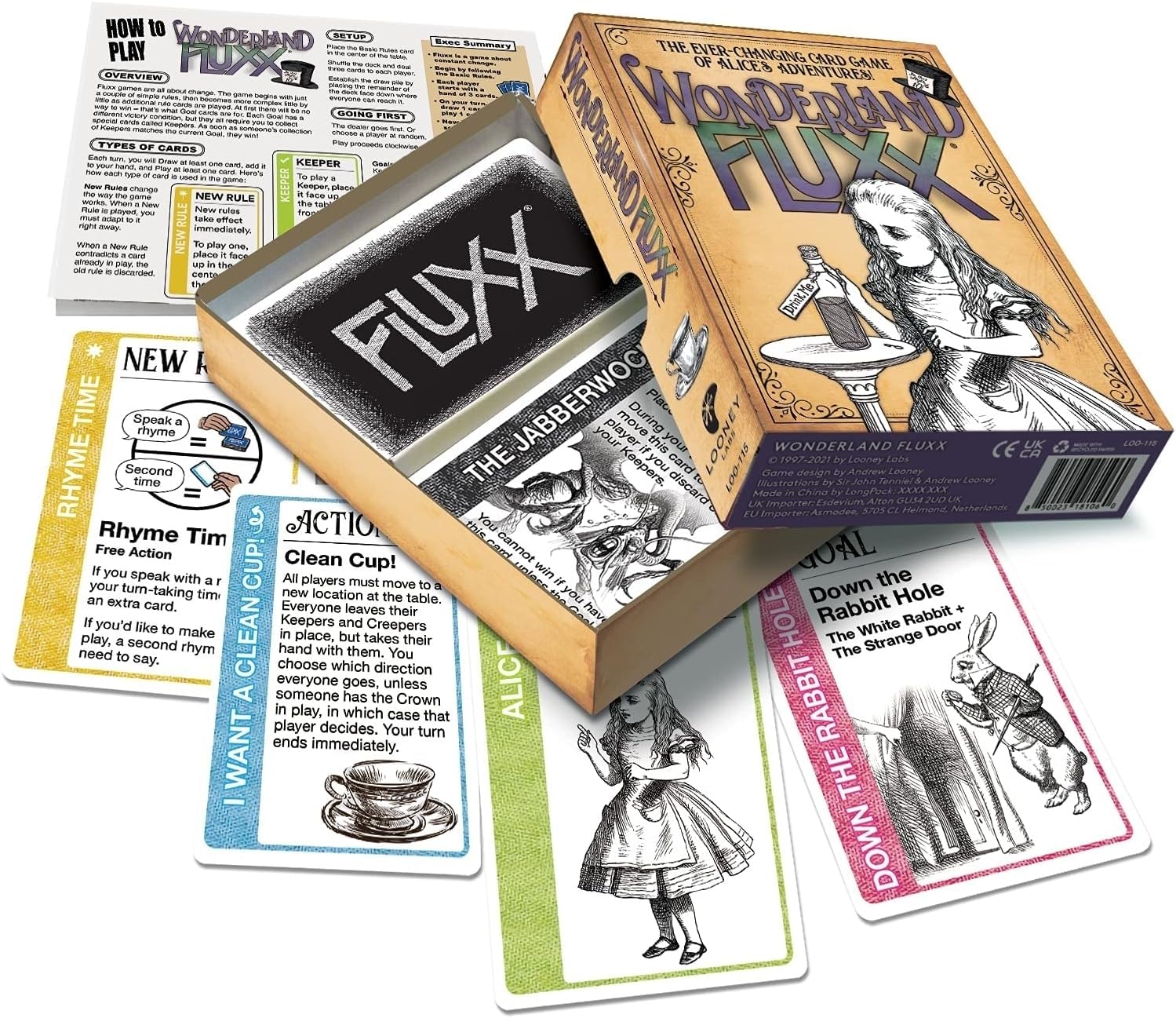 Looney Labs Wonderland Fluxx Card Game - Topsy-Turvy Wonderland Adventure