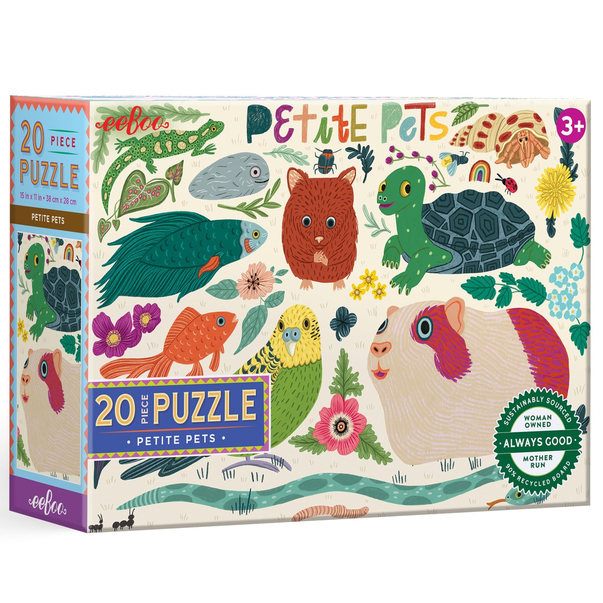 eeBoo Petite Pets 20 Piece Children's Puzzle, 15" x 11" Animal Themed