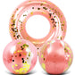 Mozlly Rose Gold Inflatable Beach Balls and Pool Float Tube Bundle - Premium Swim Ring Pool Float and Glitter Beach Ball Set, Fun Pool Floats