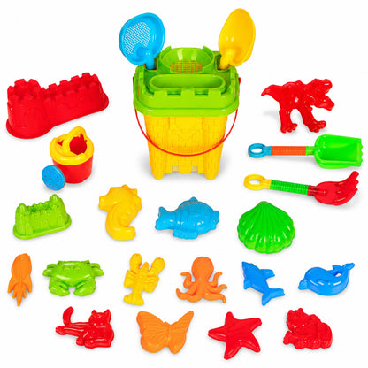 23 PCS Silicone Beach Sand Toys Including Sand Bucket, Pail, Shovel & Molds