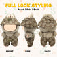 Lukxi 17cm Clothes Set(Only Outfit), Hat & Overalls Set for 6.7inch Doll, Cute Clothes for Dress up Unique Style, Stylish Clothes for Doll (Brown)