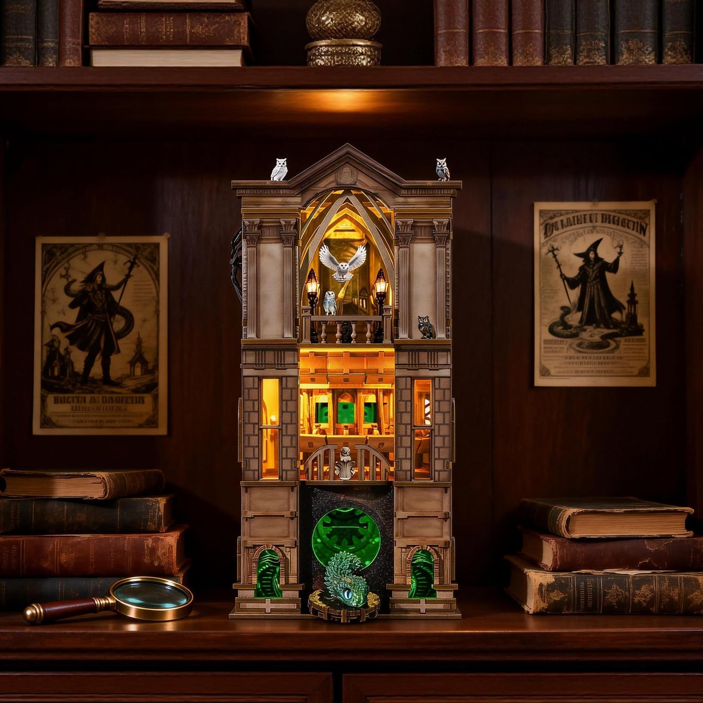 NookMaster Book Nook Kit - 3D Wooden Puzzle with Interactive LED Lights, Magic Castle DIY Miniature Decor for Adults & Teens, Enchanting Storytelling