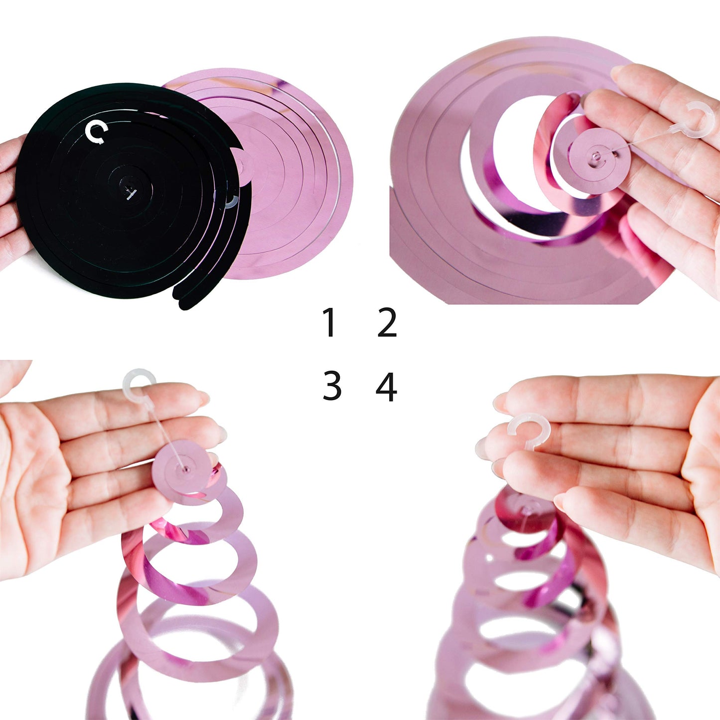 Kristin Paradise 30Ct Pink Hanging Swirl Decorations - Ceiling Streamers for Mouse Birthday Party - Theme Party Supplies - Party Favors for Kids