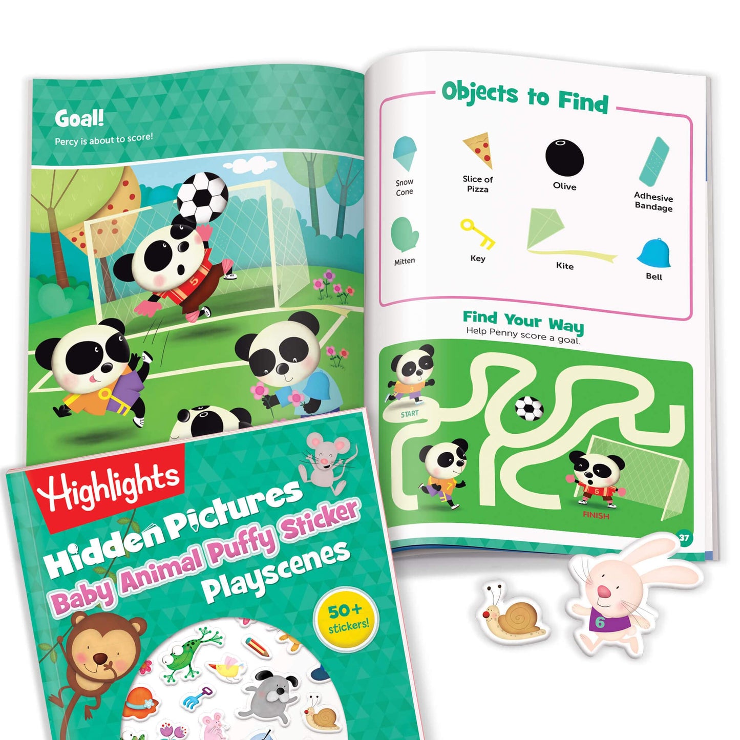 Highlights for Children Hidden Pictures Puffy Sticker Playscenes Collection, 4 Set of Sticker Books for Kids Ages 3-6, Includes Unicorn, Dinosaur