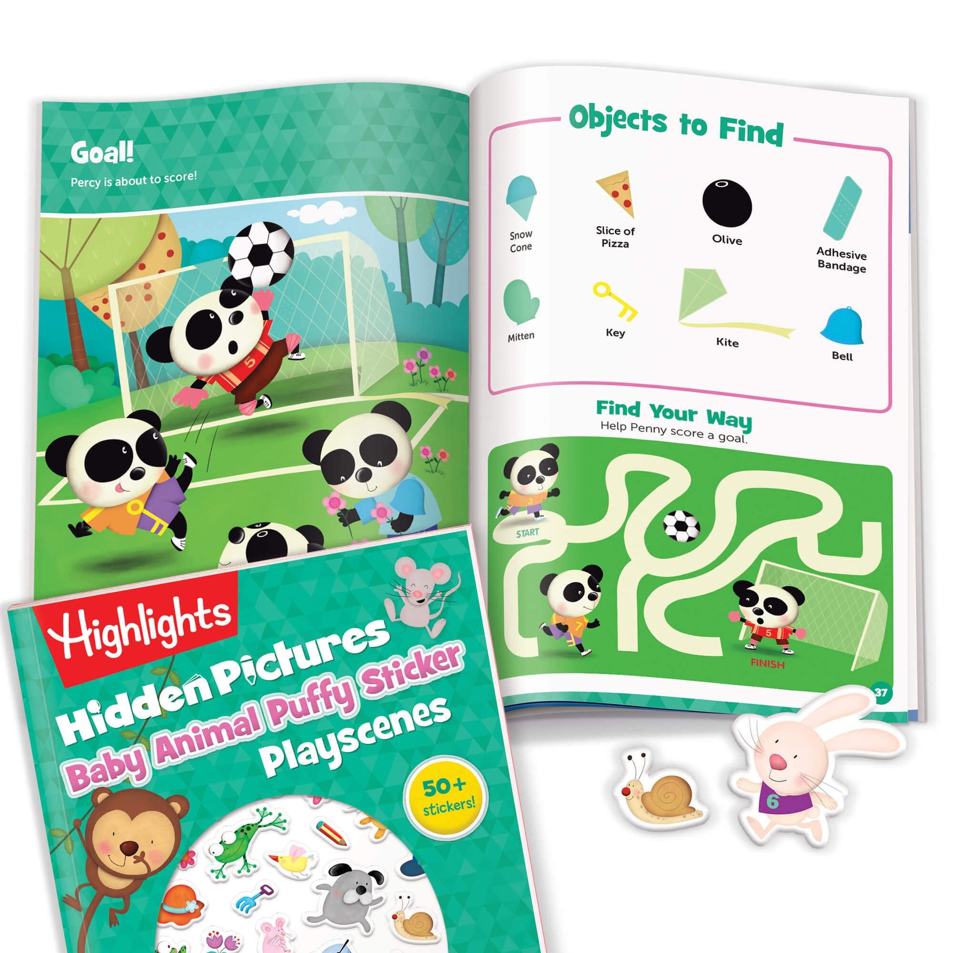 Highlights for Children Hidden Pictures Puffy Sticker Playscenes Collection, 4 Set of Sticker Books for Kids Ages 3-6, Includes Unicorn, Dinosaur