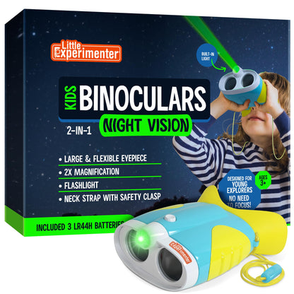 Little Experimenter Night Vision Binoculars for Kids, Flashlight, Ages 3-6