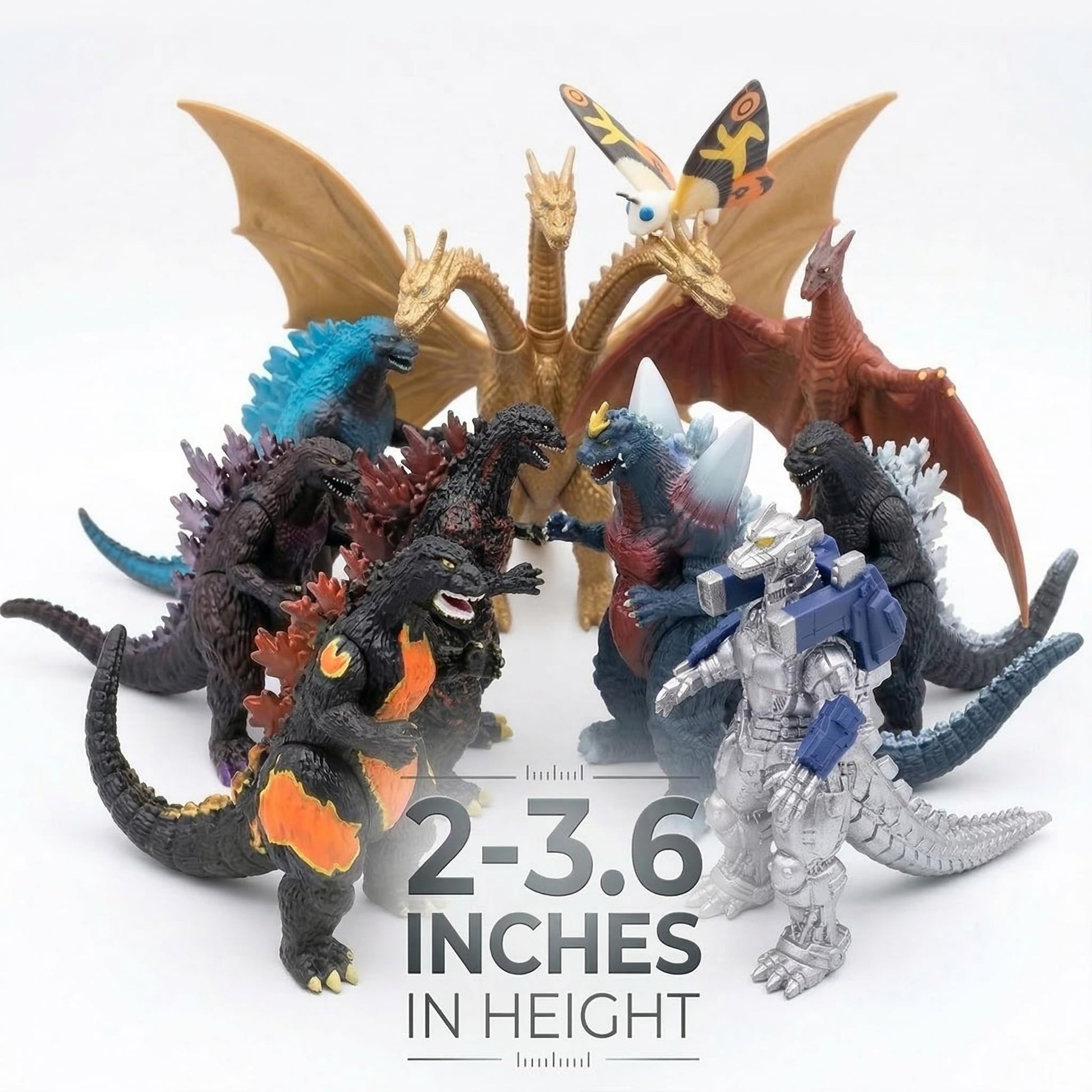 JAYKENIXO 10 Pack Monster Action Figures Set - Mini Dragon Toys, Movable Joints, Collectible Creature Figures for Kids Playset, Party Cake Toppers