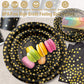 AIRE Black Gold Paper Plates Set, 175PCS Disposable Dinnerware Serves 25