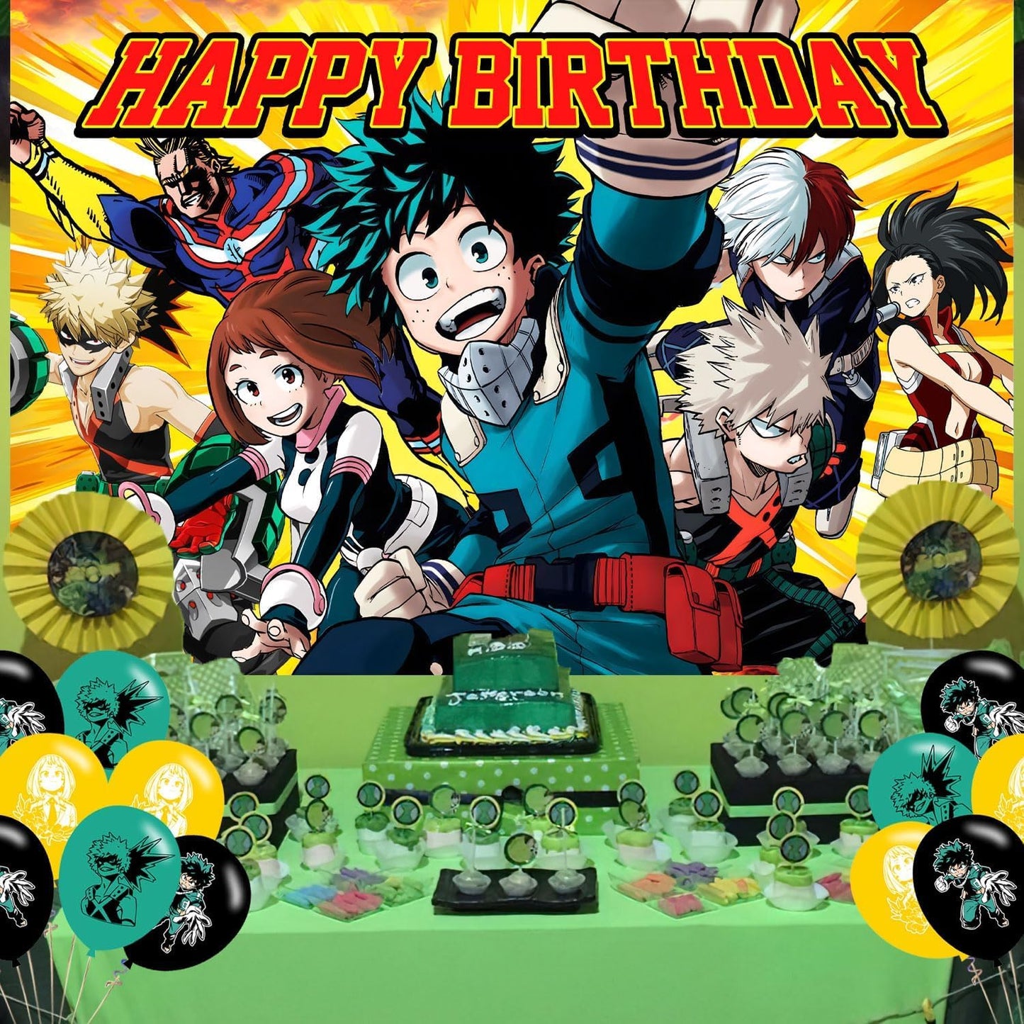Academia My Hero Party Supplies - 5x3FT Backdrop & Banner for Boys & Girls' Academia Theme Birthday Party Decoration