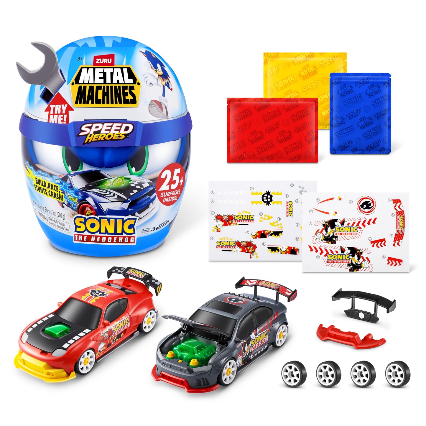 Metal Machines Speed Heroes by ZURU, Build and Race Your Own Race Car (Sonic The Hedgehog)