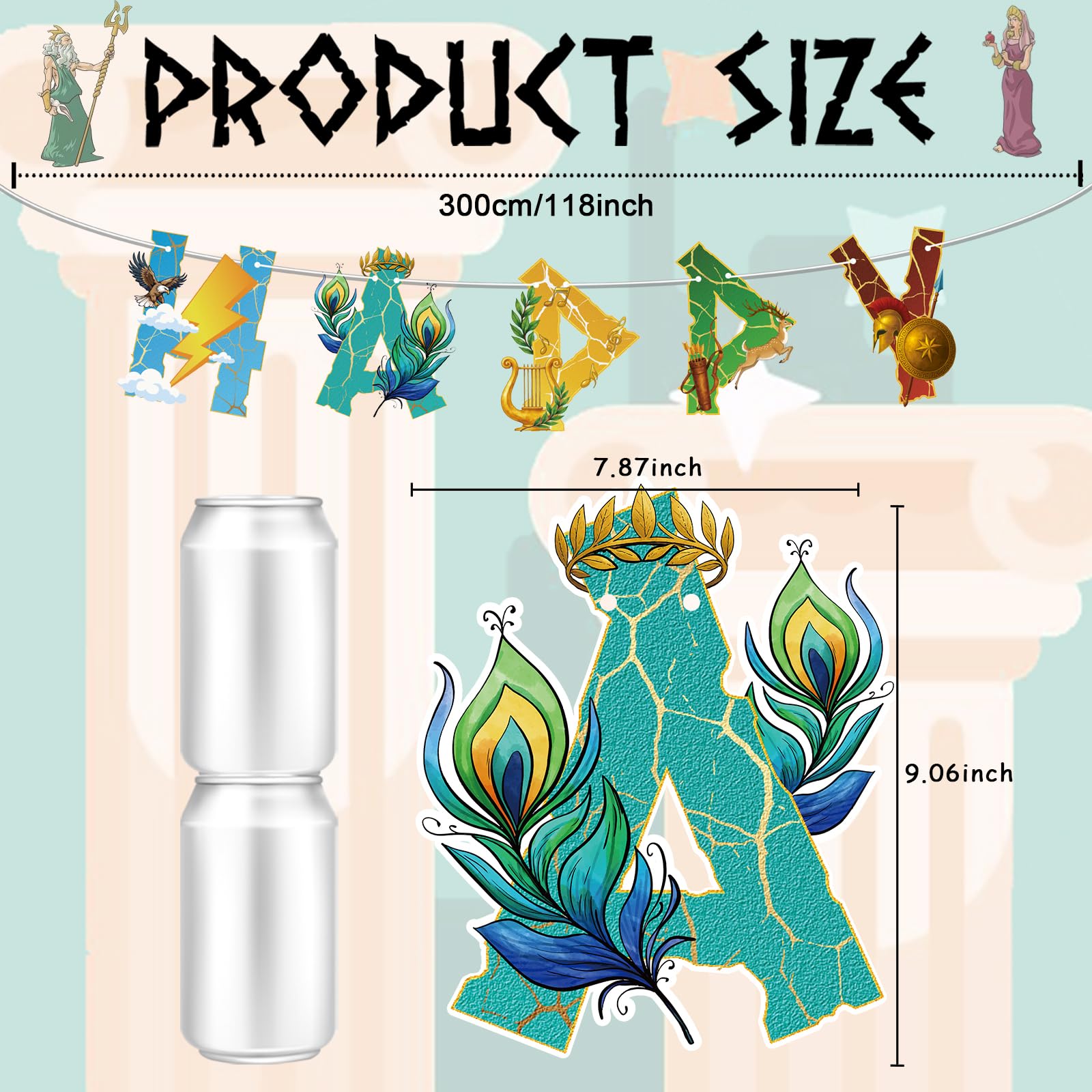 Greek Mythology Birthday Banner, Olympian Gods Happy Birthday Banner, Htabiol Greek Mythology Party Decorations, Ancient Greece Decor, for Percy