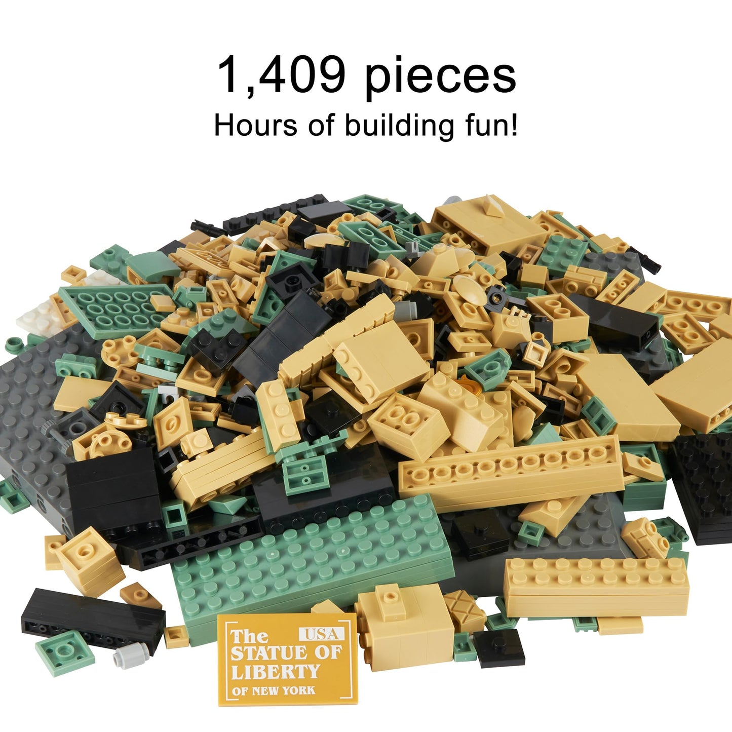 Apostrophe Games Statue of Liberty Building Block Set (1,409 Pieces) New York's Statue of Liberty Famous Landmark Series - Architecture Model for Kids
