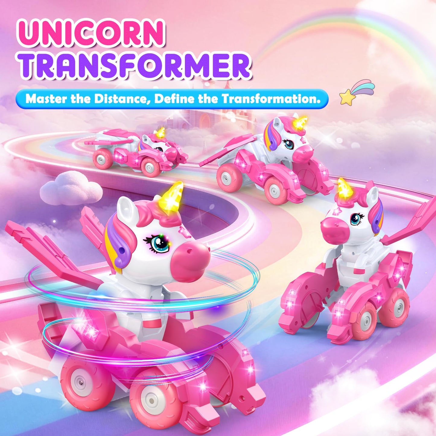 Unicorn Transforming RC Car, 2-in-1 Robot, 60-Min Playtime, Rechargeable