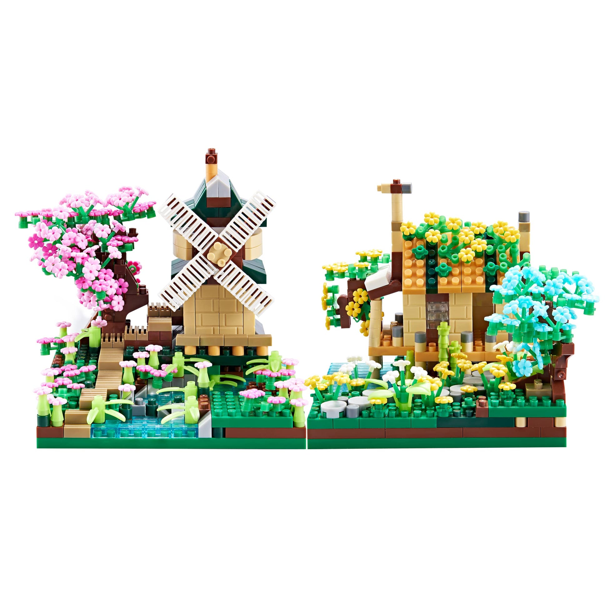 Kadablk Sakura Tree House Plant Micro Block Building Set,Friendship Windmill Model Construction Set,1200 PCS for Adults and Teens