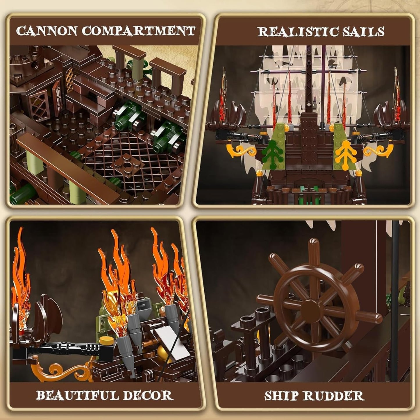 Mould King Large Pirates Ship Model Building Blocks Kits, MOC Dutchman Building Block Pirate Ship Construction Set to Build, Toys Gift for Age