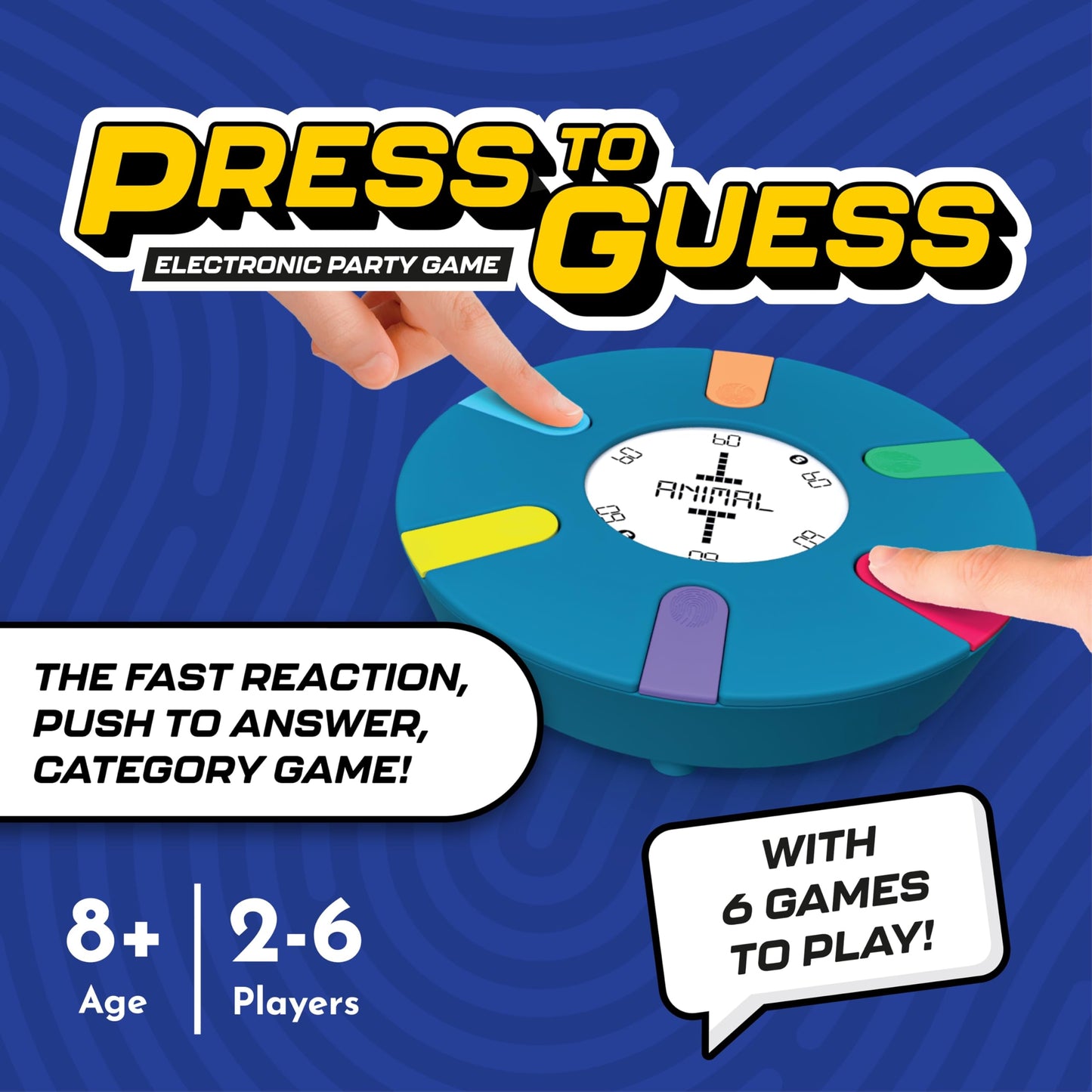 Buffalo Games - Press to Guess - Category Guessing Game - Electronic Game Board for Up to 6 Players - Guess and Challenge Guesses - Ages 8 and Up