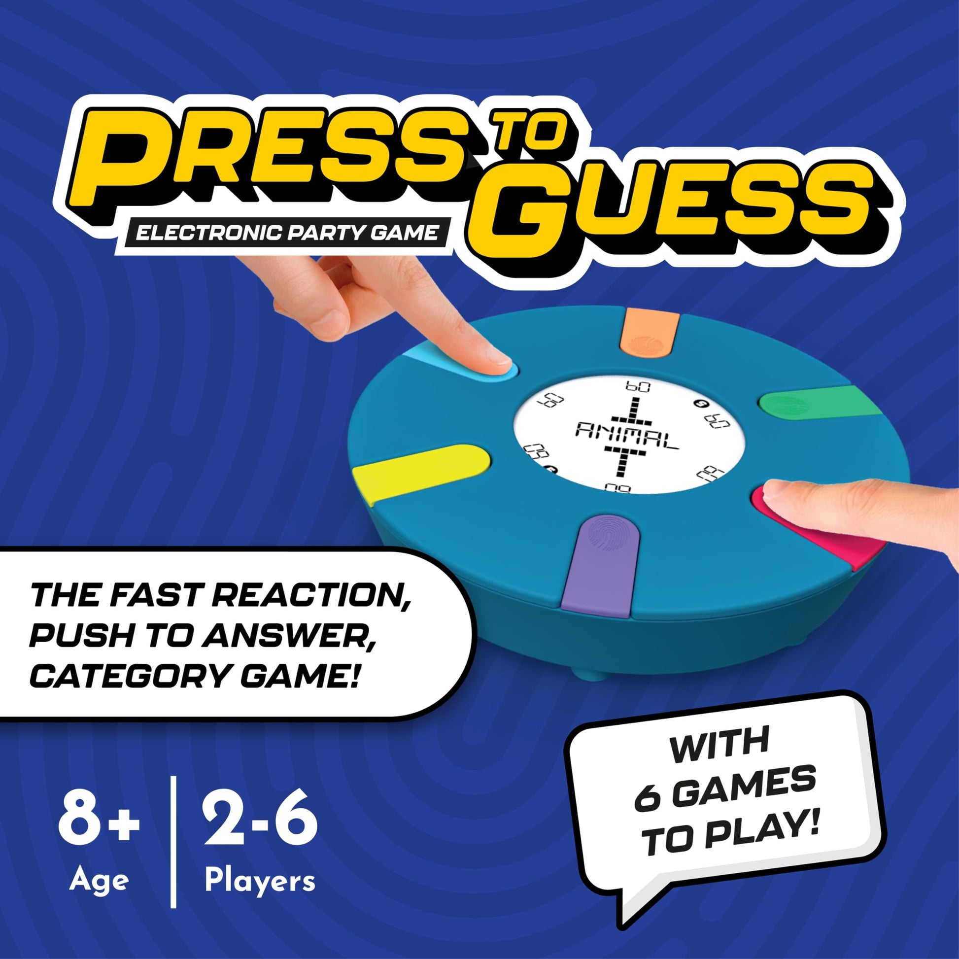 Buffalo Games - Press to Guess - Category Guessing Game - Electronic Game Board for Up to 6 Players - Guess and Challenge Guesses - Ages 8 and Up
