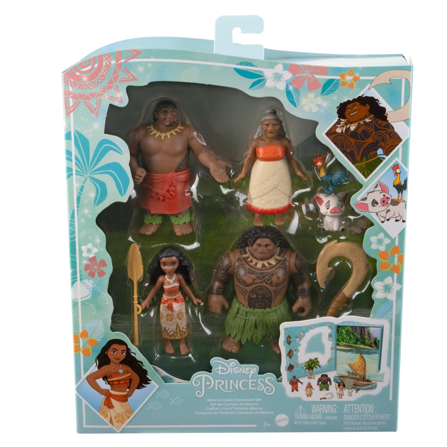 Mattel Disney Princess Toys, Moana Small Doll Story Pack with Moana Doll, 5 Character Figures & 1 Accessory, Inspired by the Movie