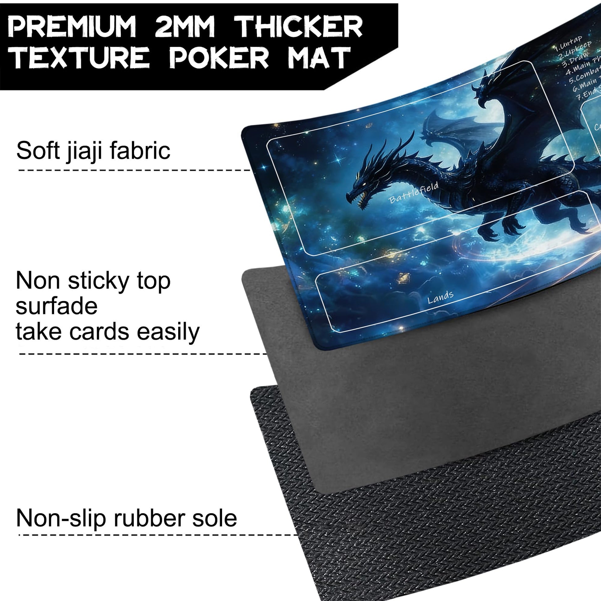 Playmat for MTG Dragon Under the Starry Sky Magic Play Mat 24x14 Inch Card Game Mat for Magic The Gathering TCG PTCG Playmat with Free Storage Bags