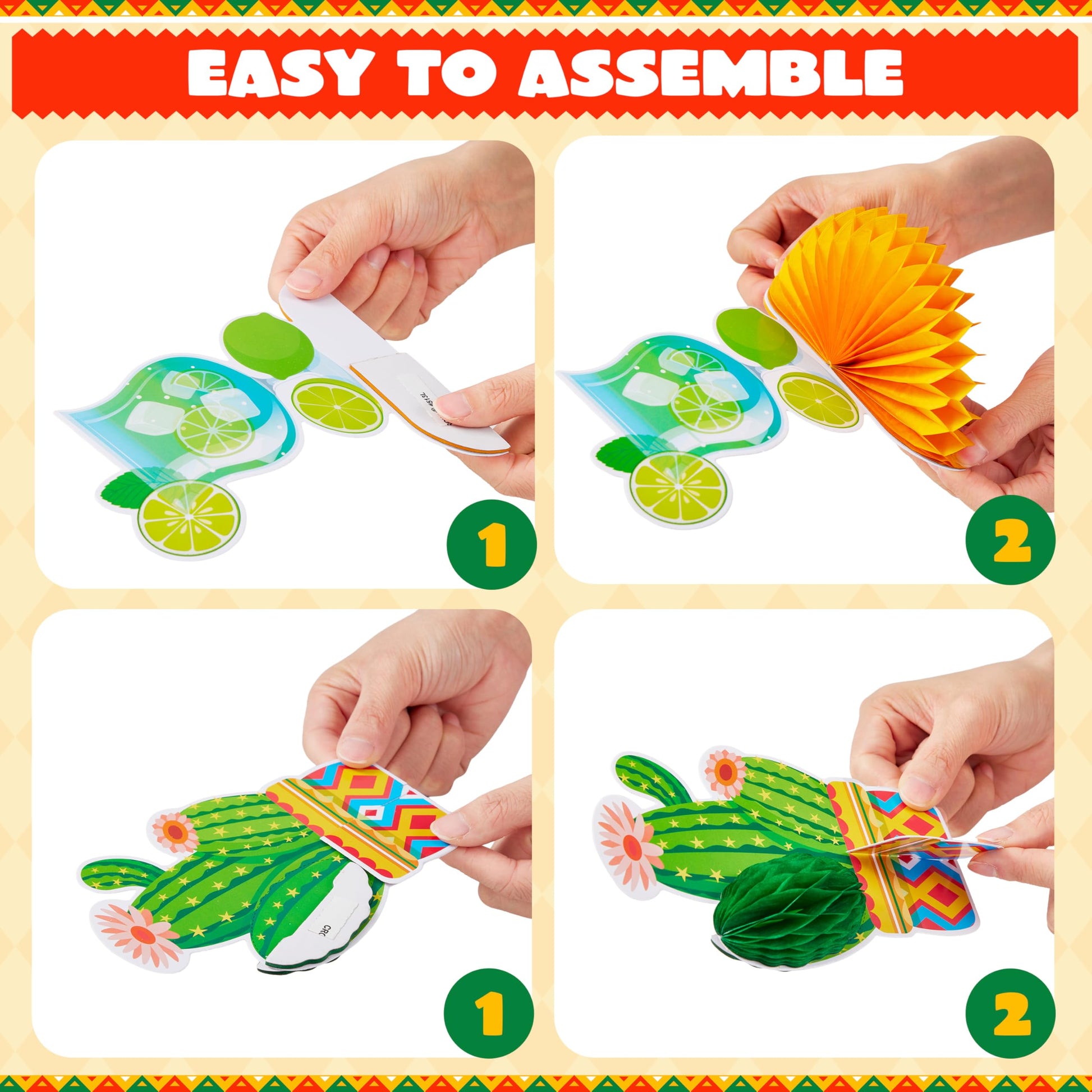 JOYIN 12 PCs Cinco De Mayo Fiesta Honeycomb Cactus Table Centerpiece, Party Decoration for Fun Fiesta Taco Party Supplies, Luau Event Photo Props