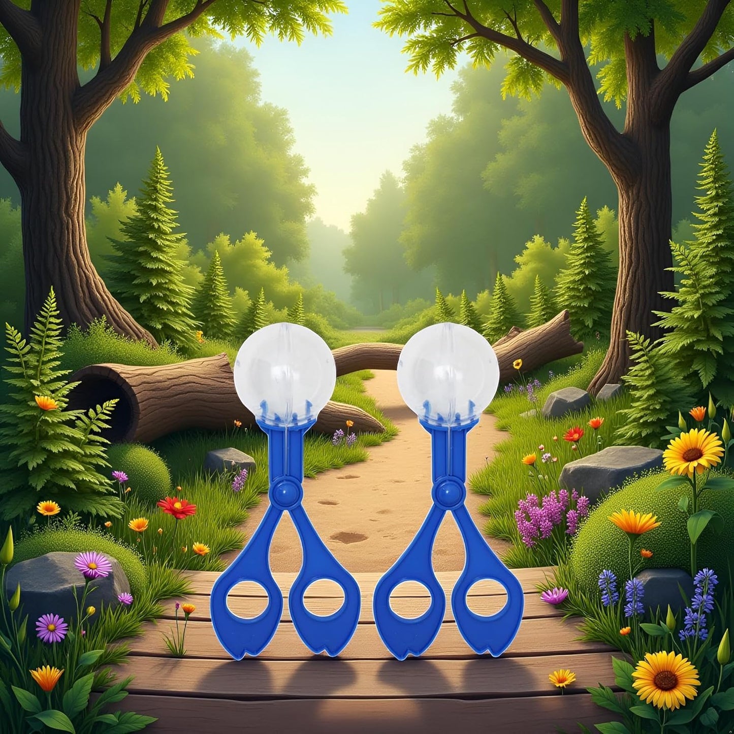 YLiiii 2Pcs Blue Fine Motor Skill, Hand-Eye Coordination Plastic Scissor Clamp Small Butterfly Clip, Scoopers for Nature Exploration Observation