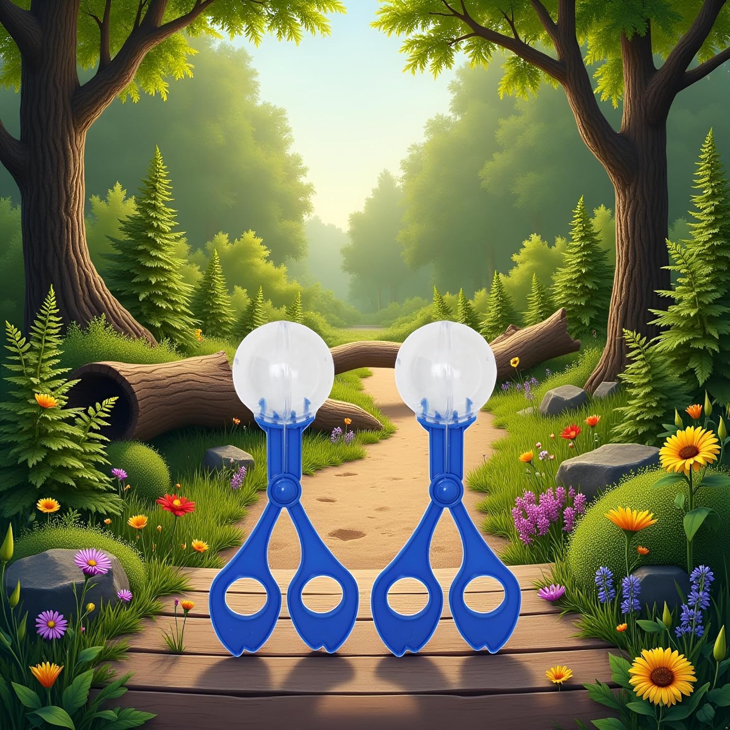 YLiiii 2Pcs Blue Fine Motor Skill, Hand-Eye Coordination Plastic Scissor Clamp Small Butterfly Clip, Scoopers for Nature Exploration Observation